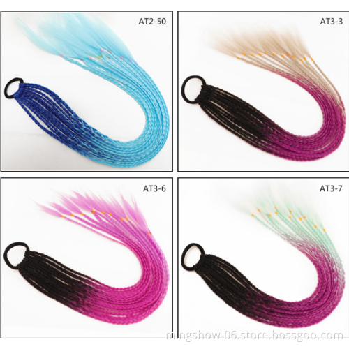 Hot Sale HighTemperature Silk Chemical Fiber Twist Braid Gradient Colorful  Style Braiding Ponytail Wigs hair extension